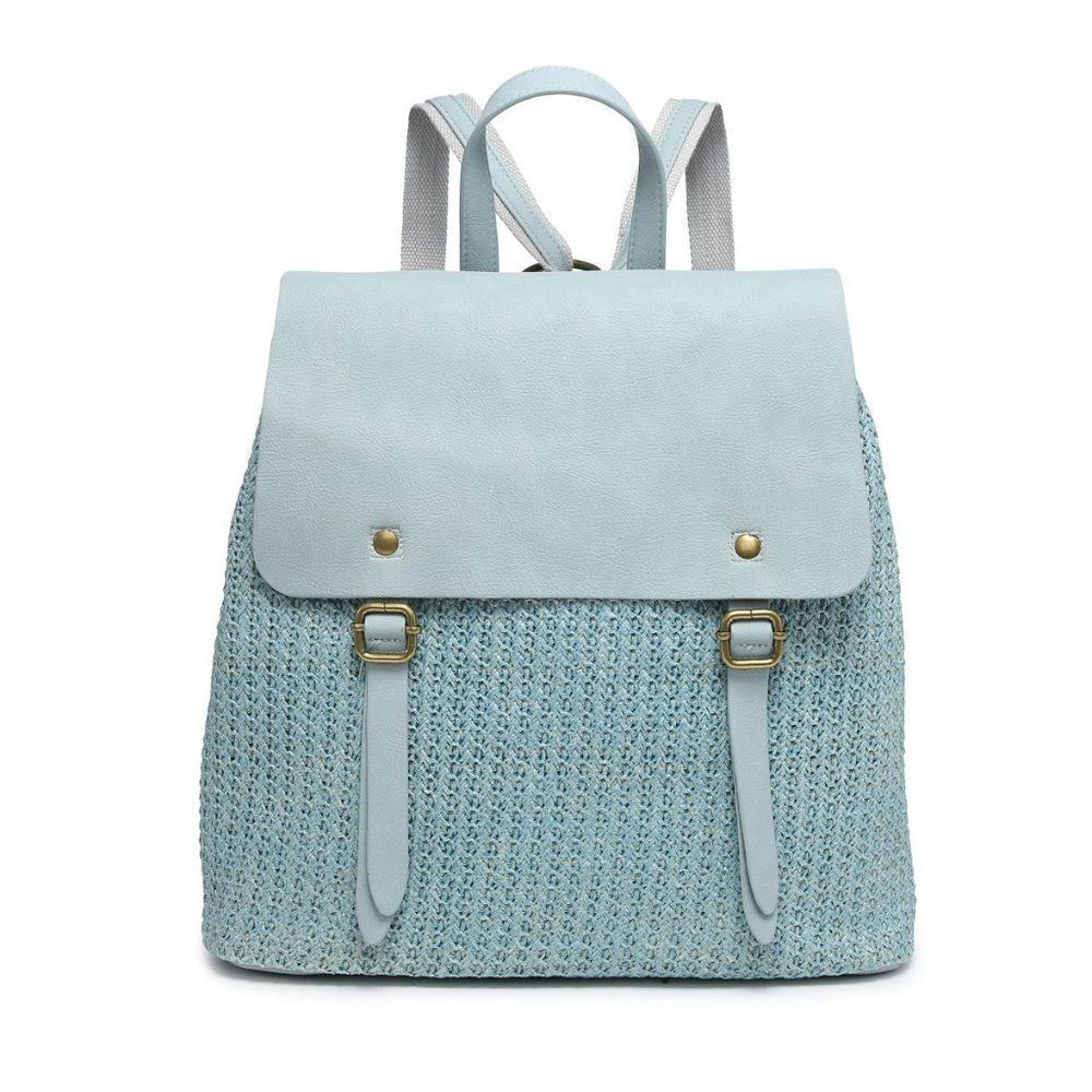 Woven Convertible Backpack with Flapover Closure
